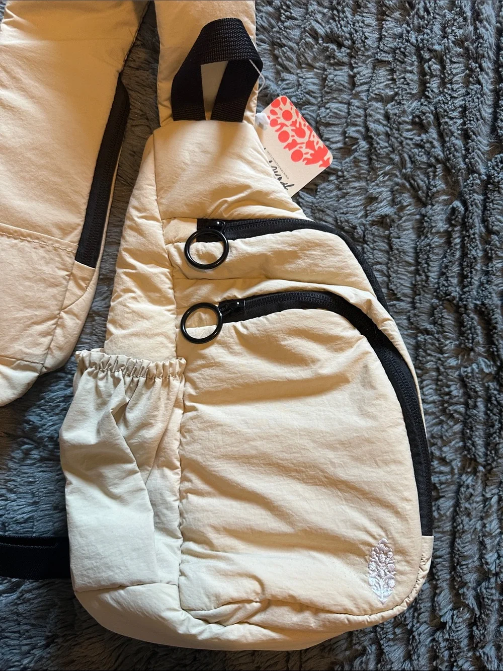 FP Movement Cream Sling Crossbody Bag with Black Accents - Picture 2 of 14